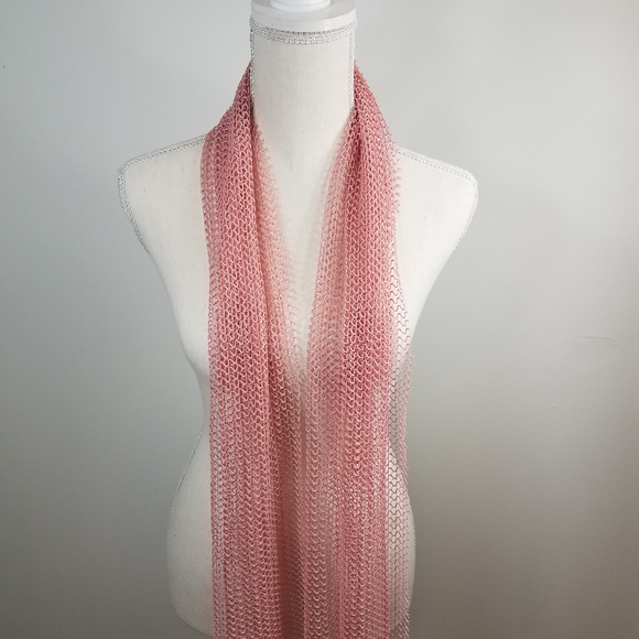Pretty blush Pink mesh scarf long - Picture 3 of 6